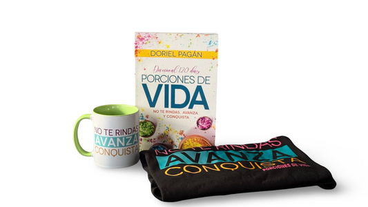 Porciones de Vida - Libro, Taza & T-Shirt (Paquete 3 en 1)